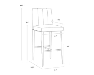Sunpan WILBUR Barstool - Elegant Ivanhoe Mineral Faux Leather with Stylish Stainless Steel Legs & Comfort 112520