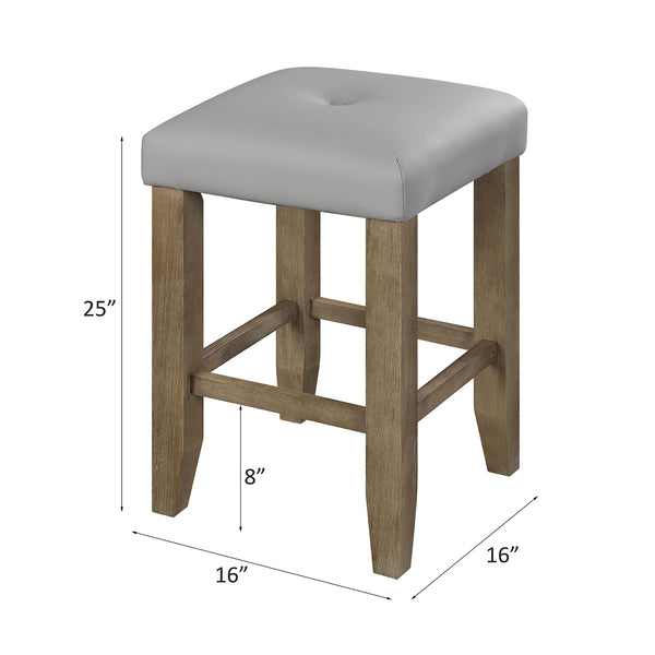 English Elm Set of 2 PU Upholstered Counter Stools in Gray Oak Finish — Comfortable PU Seats, Footrest, Durable Wood Base B016P317148
