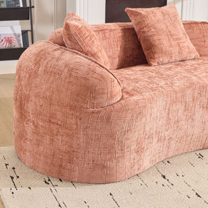English Elm Pink Curved Compressed Sofa — Nordic Soft Foam & Spring Seating, Easy Setup, Stylish Centerpiece W3612S00010