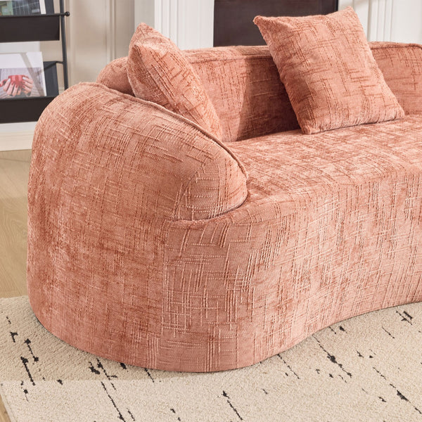 English Elm Pink Curved Compressed Sofa — Nordic Soft Foam & Spring Seating, Easy Setup, Stylish Centerpiece W3612S00010