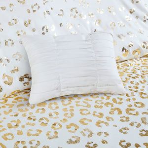JLA Home Intelligent Design - Metallic Gold Leopard Animal Print Comforter Set with Ultra-Soft Microfiber, OEKO-TEX & Antimicrobial Protection ID10-1866