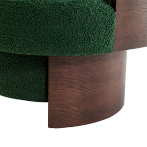 English Elm Modern Sculptural Barrel Swivel Chair Set of 2 with Bentwood Back for Living Room Green N760S0000060C