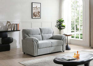 English Elm Hamilton Love Seat with Chenille Upholstery, Nailhead Trim and Pillow Arms for Classic Comfort Gray 33 L x 61 W x 23 H B078P349534