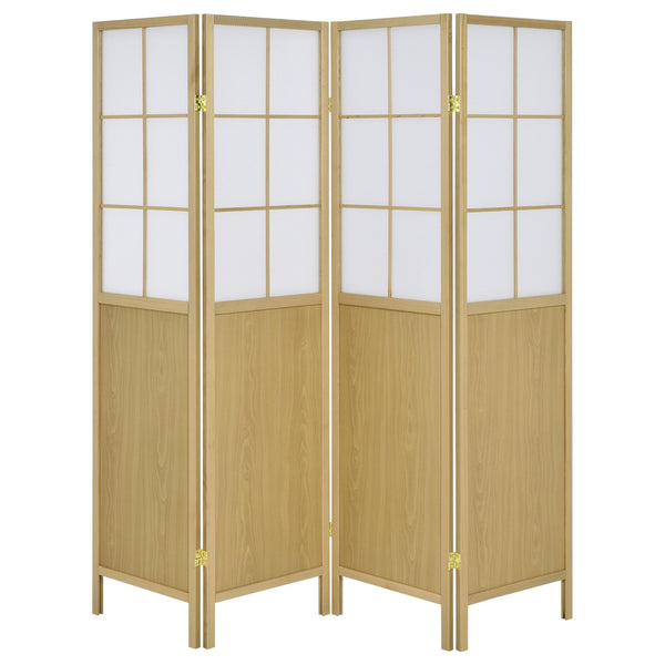 English Elm Gabby Natural 4-Panel Room Divider – Shoji Folding Screen with Windowpane Panels, Light-Diffusing Privacy B062P299812