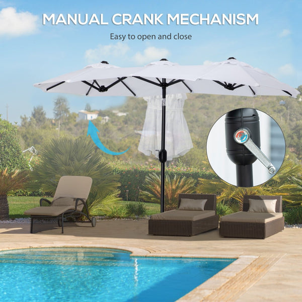 English Elm Outsunny 9.5' Double-Sided Patio Umbrella With Tilt & Crank, Large Canopy For Outdoor Shade & Style W2225P200475-GIGA