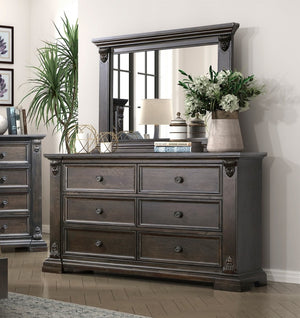 English Elm Elegant Six Drawer Oak Veneer Dresser with Corbel Pilasters for Classic Bedrooms B011P224820