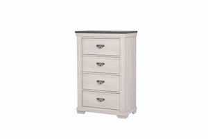 English Elm 1pc Farmhouse Four-Drawer Chest Beige Gray-White Finish Solid Wood Rustic Bedroom Storage 31.1x17.1x47.5 B011P234274