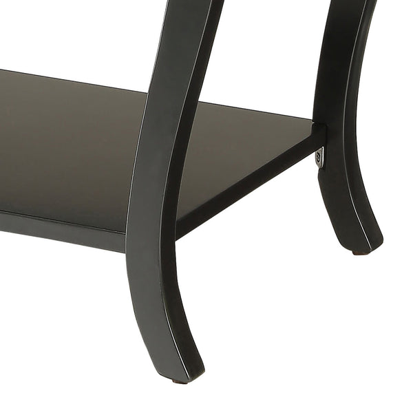 English Elm Black Solid Wood 2-Shelf End Table with Cabriole Legs, Rustic Black Finish, Sturdy Elegant Side Table (23.5"H x18.5"W) B062P181375