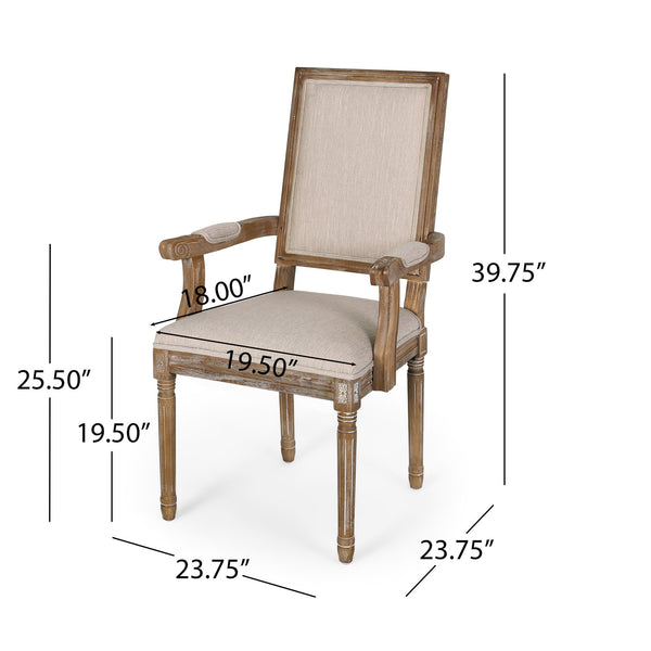 English Elm Christopher Knight Home® - Upholstered Dining Chair Set of 2 with Rubber Wood Legs, French Country Queen Anne Style Comfort and Flair Beige+Natural 71239.00BGENTL