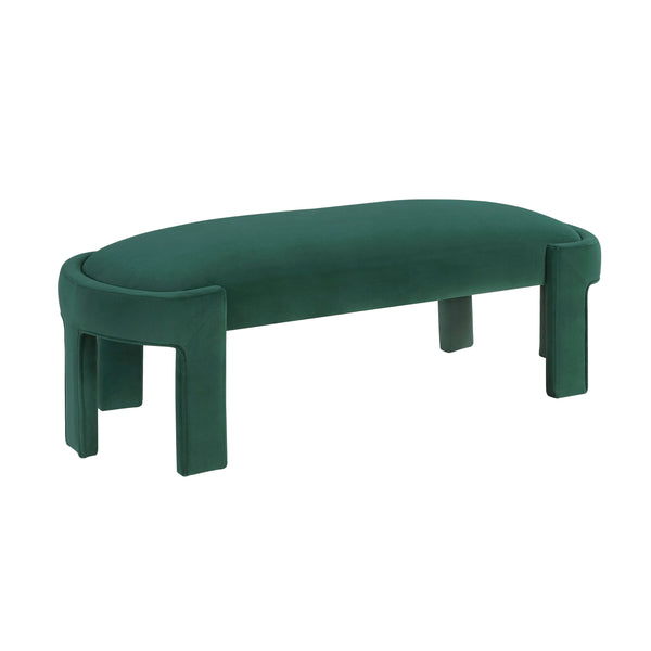 English Elm Stylish Upholstered Bench with Velvet Foam Cushion, Sturdy Plywood Frame, 300lb Capacity, Modern Entryway Seat Green 51.5 L x 11 W x 21.5 H B011P361965