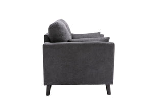 English Elm Damiano Woven Gray Fabric Loveseat with Solid Wood Legs and Pocket Coil Support B2749S00147