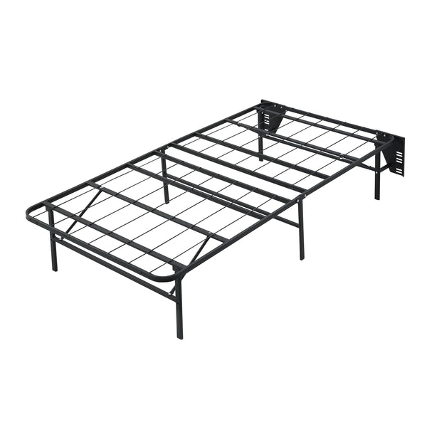 English Elm Black Metal Platform Bed Frame Queen High-Profile Foldable Design for Easy Assembly, Headboard Mountable Black 39.25 L x 38.75 W x 4.25 H B011P197729