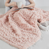 Madison Park Ruched Fur Glam/Luxury Throw MP50-4878 Blush