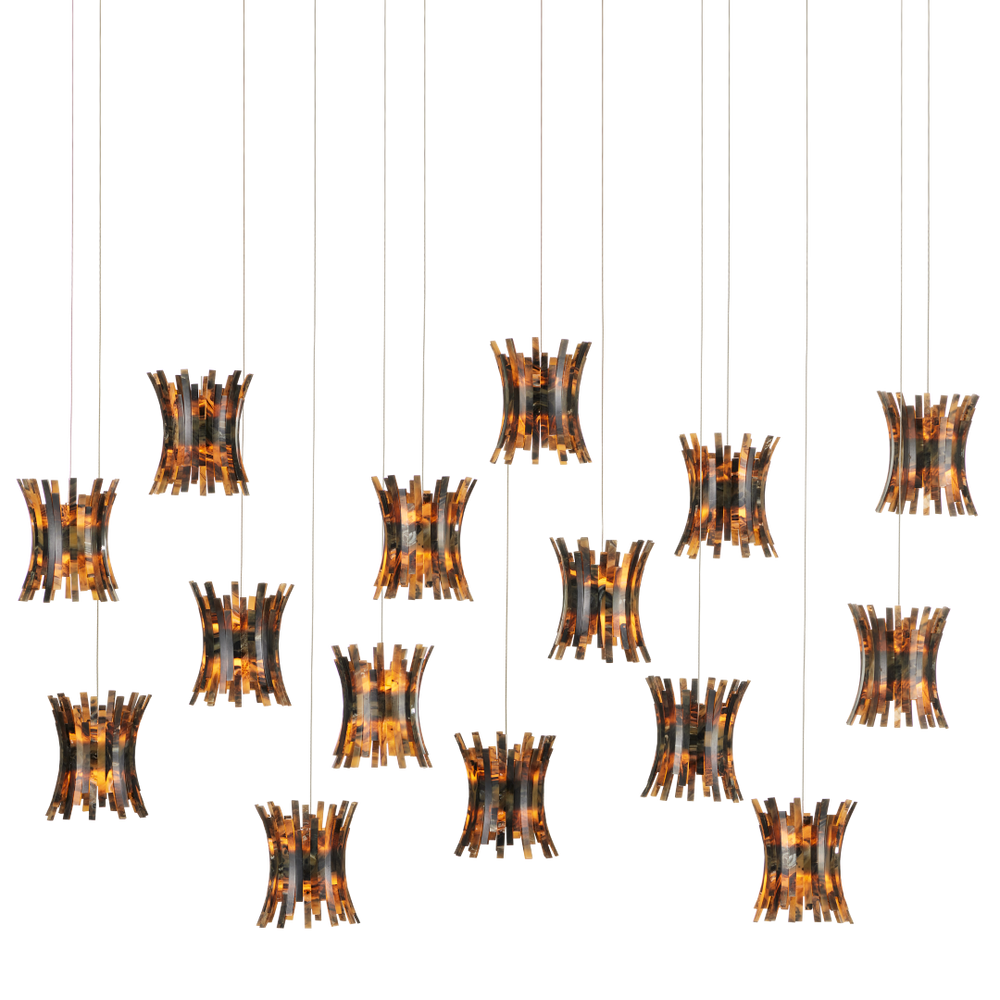 Alsop 15-Light Rectangular Multi-Drop Pendant: Hollywood Glam Inspired Design for Elegant Spaces