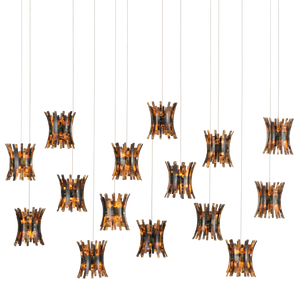 Alsop 15-Light Rectangular Multi-Drop Pendant: Hollywood Glam Inspired Design for Elegant Spaces