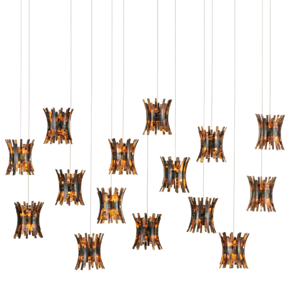 Alsop 15-Light Rectangular Multi-Drop Pendant: Hollywood Glam Inspired Design for Elegant Spaces