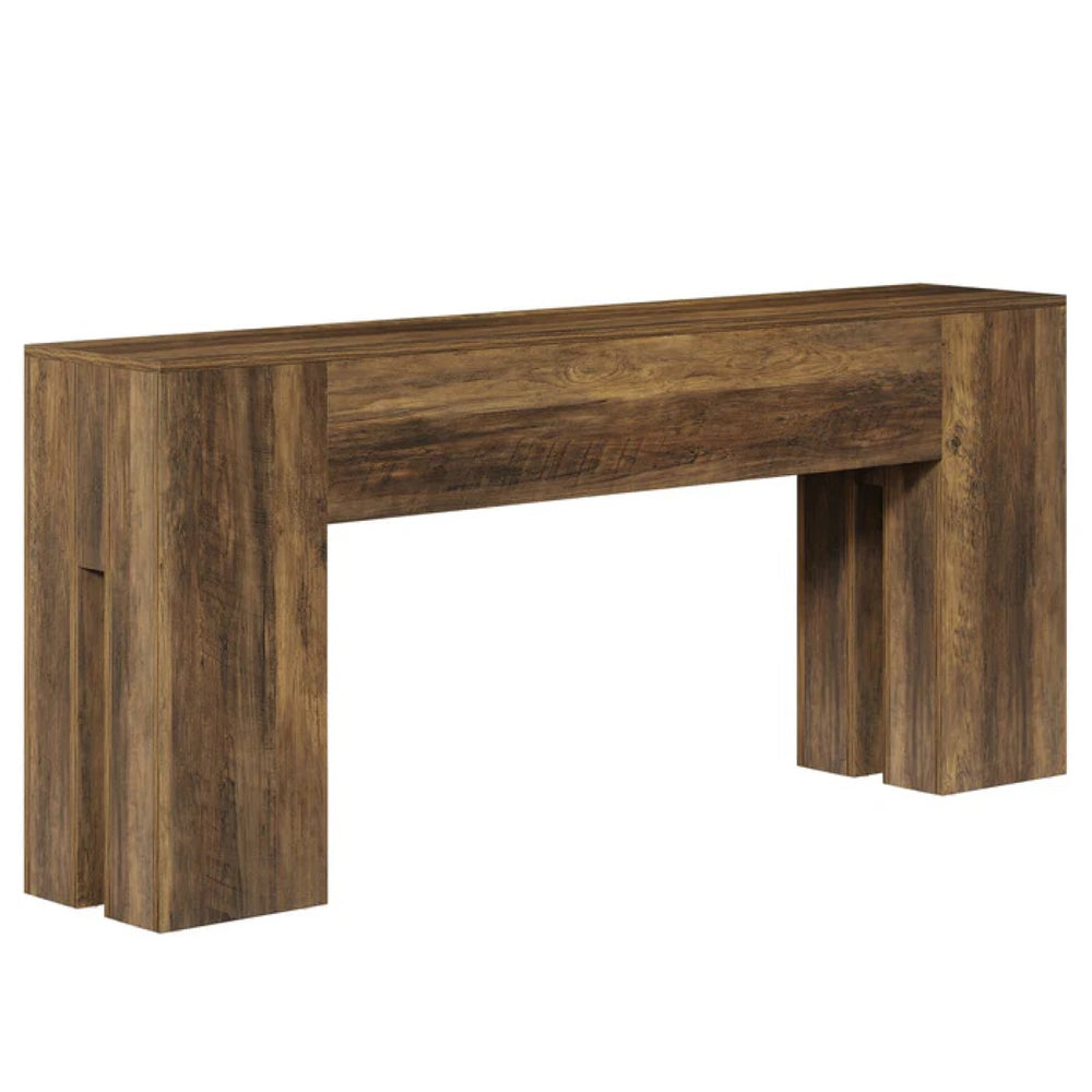 English Elm Coffee Console Table Industrial Metal Frame Vintage Wood Grain 2 Tier Entryway Sofa T3971P447212