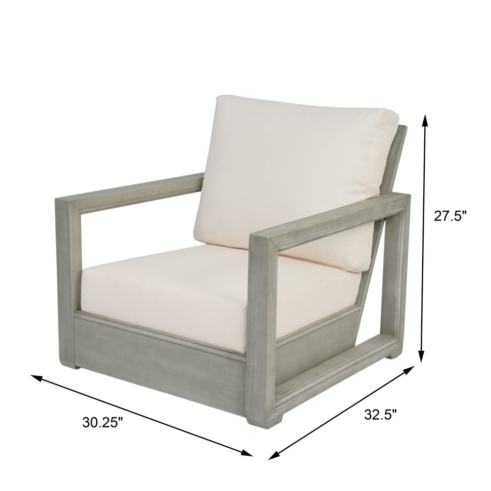 English Elm Christopher Knight Home® - WESTCHESTER Acacia Wood Floor Club Chair with Slatted Backrest, Ergonomic Legless Design for Outdoors Beige,LIGHT GREY 33 L x 28 W x 18.75 H N776P301042G