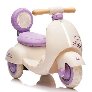 English Elm 12v Kids Electric Tricycle Toddler Ride on Scooter Wooden Handle Parental Remote Control Purple W1578P381425