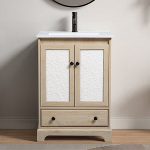 English Elm White Ceramic Wall Mount Bathroom Sink with Integrated Towel Bar for Modern Baths W3402P362474