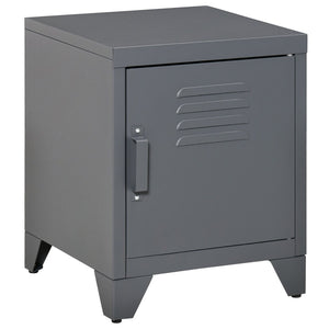 English Elm Homcom Industrial Steel Side Table with Louvered Door and Adjustable Shelf for Living Room W2225P229488