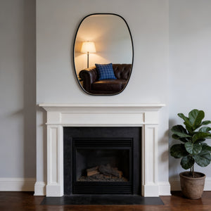 English Elm 24x36 Matte Metal Framed Oval Wall Mirror with Hd Glass for Bath or Entryway Black W2203P474694