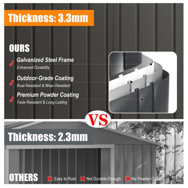 English Elm 12x25ft Outdoor Steel Carport Heavy Duty Shelter with Lockable Doors Wind Rated W1859P364961