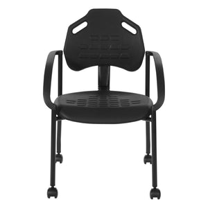 OSP Home Furnishings Guest Chair with Urethane Shell Lumbar Support and Casters for Office Reception Areas KH81392