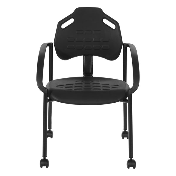 OSP Home Furnishings Guest Chair with Urethane Shell Lumbar Support and Casters for Office Reception Areas KH81392