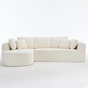 English Elm 109 Cloud Sectional Couch with L-Shape Chaise, Chenille Modular Sofa Bed, Memory Foam Comfort and Easy Setup White W1249S00003