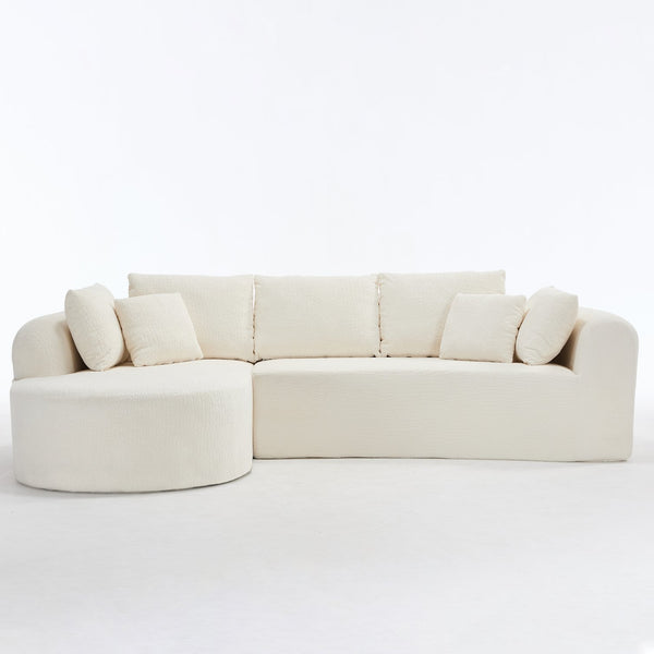 English Elm 109 Cloud Sectional Couch with L-Shape Chaise, Chenille Modular Sofa Bed, Memory Foam Comfort and Easy Setup White W1249S00003