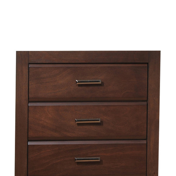 English Elm Walnut Five-Drawer Chest with Rich Finish, Generous Storage, Smooth Pull Handles for Elegant Organization B062P209047