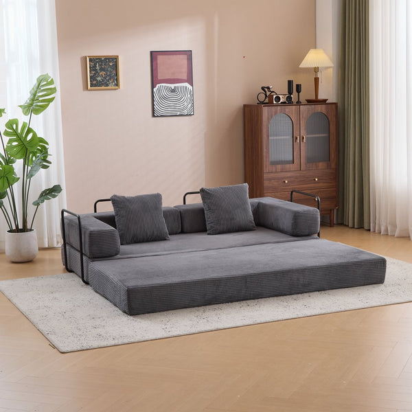 English Elm Floor Couch - Convertible Corduroy Sofa Bed With Back Support, Ideal For Small Spaces & Guests W3723P345017