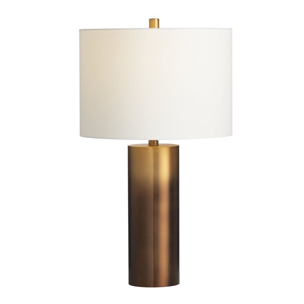 Crestview Collection Ombre Elegant Metal Cylinder Table Lamp With Warm Brass Finish And White Linen Drum Shade   Cvazer123