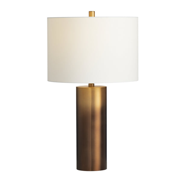 Crestview Collection Ombre Elegant Metal Cylinder Table Lamp With Warm Brass Finish And White Linen Drum Shade   Cvazer123