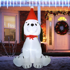 English Elm HOMCOM 6ft Inflatable Christmas Puppy with LED Lights, Outdoor Yard Decor, Stakes & Easy Plug-In Setup W2225P217078