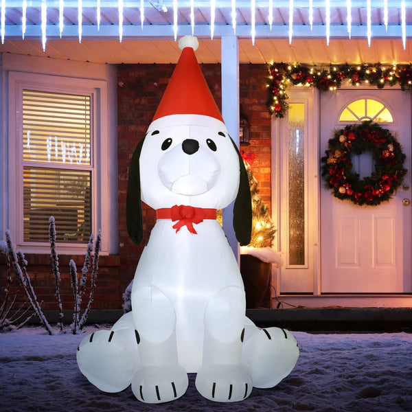 English Elm HOMCOM 6ft Inflatable Christmas Puppy with LED Lights, Outdoor Yard Decor, Stakes & Easy Plug-In Setup W2225P217078