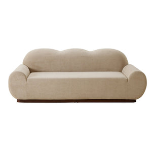 English Elm 88 In. Curved Cloud Sofa Chenille Upholstered 3 Seat Living Room Couch Walnut Legs Camel N773IS00095N
