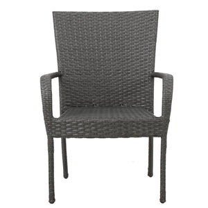 English Elm Christopher Knight Home® - Littleton Grey Pe Wicker Stacking Chairs - 2Pcs, Stylish, Durable, Space-Saving For Outdoor Use N762P421352E