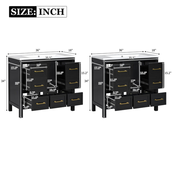 English Elm 72'' Elegant Bathroom Vanity Set With Resin Sink, Solid Wood Frame, Ample Storage & Soft-Close Doors N710SS00012B