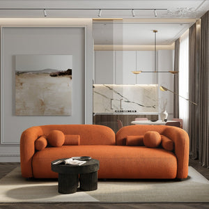 English Elm Donna Japandi Boucle Upholstered Sofa with Textured Fabric for Modern Living Rooms Brown,Burnt Orange,Orange B183P231855