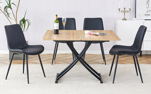 English Elm Modern Lift Top Multifunctional Table Mfc Surface Black Metal Legs Small Space Desk W1151P149702