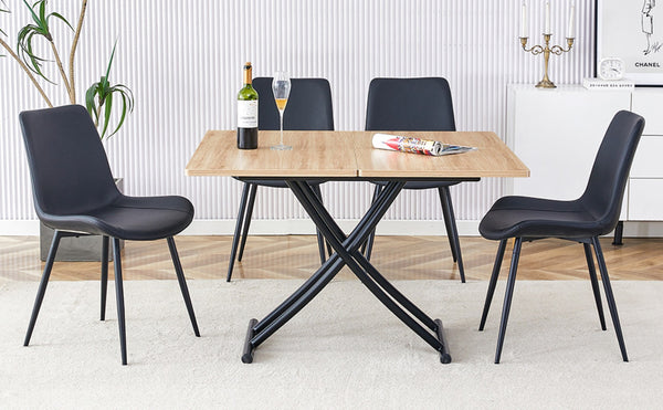 English Elm Modern Lift Top Multifunctional Table Mfc Surface Black Metal Legs Small Space Desk W1151P149702