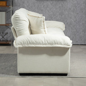 English Elm 84" Chenille Sofa Loveseat with Memory Foam & Pocket Springs, Plush Dual-Layer Comfort, Sturdy Frame Beige W676S00011