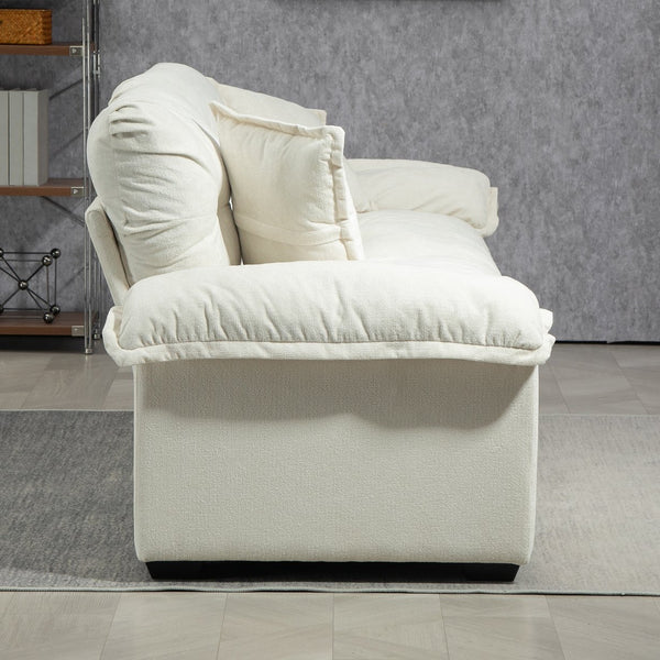 English Elm 84" Chenille Sofa Loveseat with Memory Foam & Pocket Springs, Plush Dual-Layer Comfort, Sturdy Frame Beige W676S00011