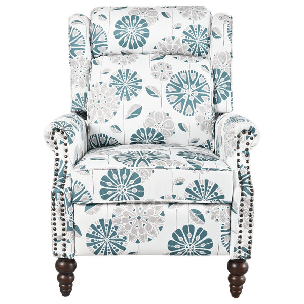 English Elm Christopher Knight Home® - 29.75" Push Back Recliner Chair with Wingback Design, Gourd Wooden Legs, Polyester Upholstery, Cozy Comfort White N763P201072Z