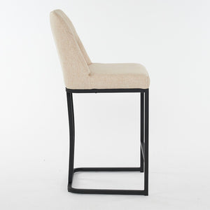 English Elm Set Of 2 Modern Upholstered Counter-Height Bar Stools With Button-Tufted Backrest - Beige Elegance W1901P225271-GIGA