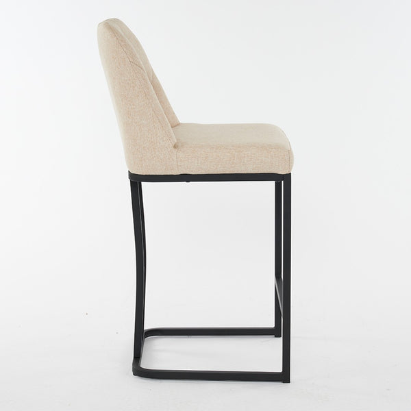 English Elm Set Of 2 Modern Upholstered Counter-Height Bar Stools With Button-Tufted Backrest - Beige Elegance W1901P225271-GIGA