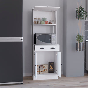English Elm Apex Compact Kitchen Pantry 66.3" H with Drawer, 3 Shelves & Cabinets for Organized Storage White 37.7 L x 20 W x 8.26 H B097P199736
