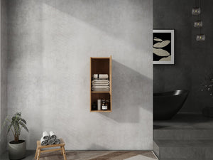 English Elm 12" Bathroom Side Cabinet with Soft-Close Hinges, Wall-Mounted Floating Oak Finish, Space-Saving Storage W999P283315